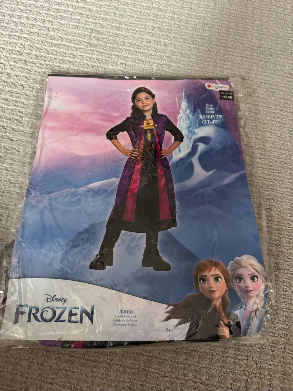 NWT Disney Anna Purple and Black Kids Costume Dress- XS 3T-4T